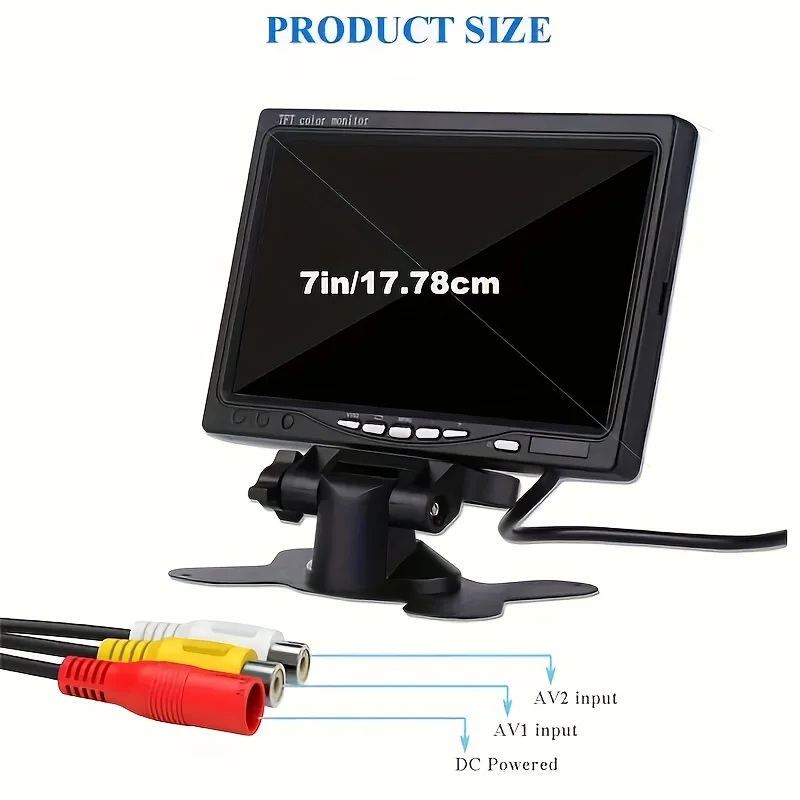 17.78cm Car Dashboard Monitor with TFT LCD Display, Two Video Input (CVBS) with Cars, SUVs, Trucks, RVs, Boats, Heavy Machinery