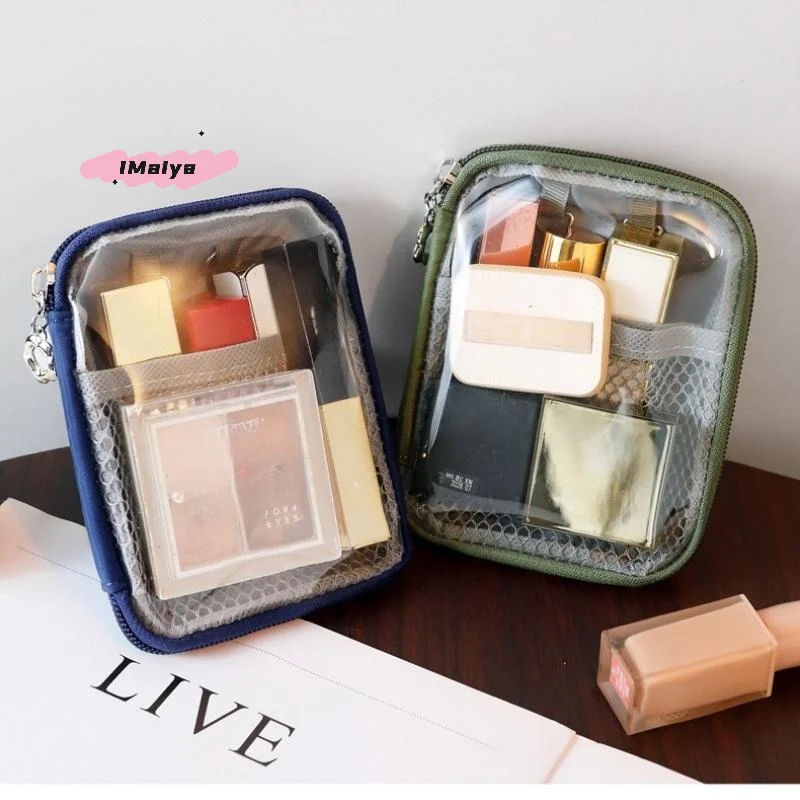 M-1Pcs Headphone Data Cable PVC Clear Storage Bag Waterproof Large Capacity Toiletry Bag Multi-functional Hard Shell Organizer