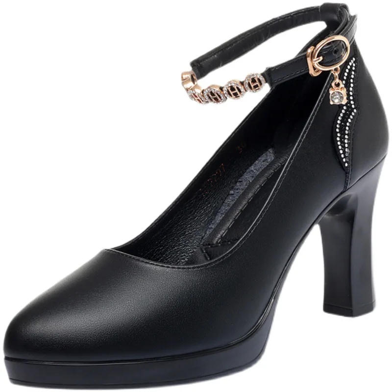 Women Grace Soft Leather Pointed Toe High Quality Spring & Summer Office High Heel Shoes Casual Sweet Comfort Party Pumps