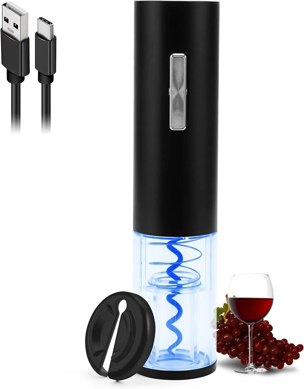 

Rechargeable Automatic Wine Corkscrew with Foil Cutter, LED Light, Type-C Charging for Home Party Restaurant Wedding Gifts