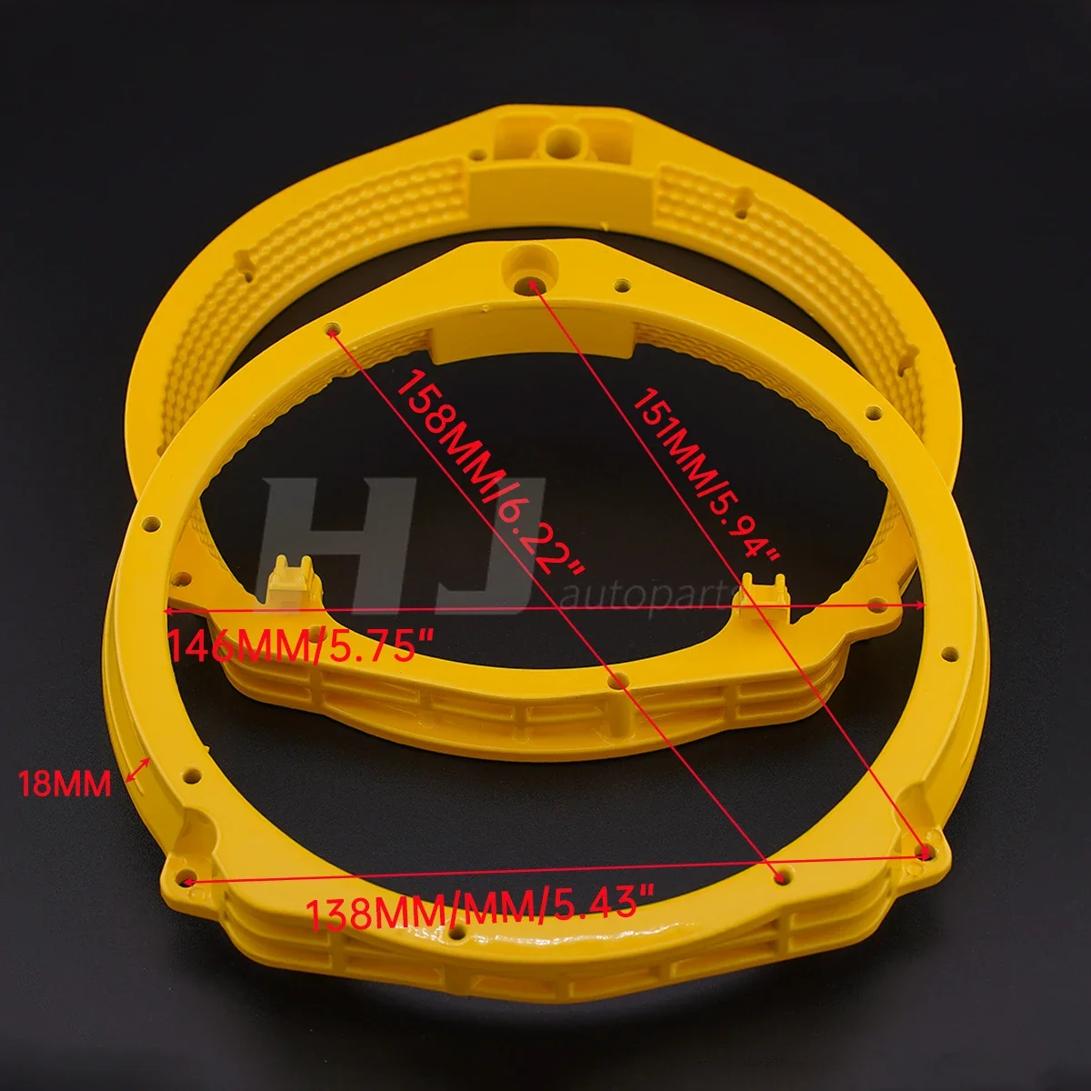 2pcs Car Aluminum Speaker Pad Mount Adapter Socket Ring Mat Stand 6.5