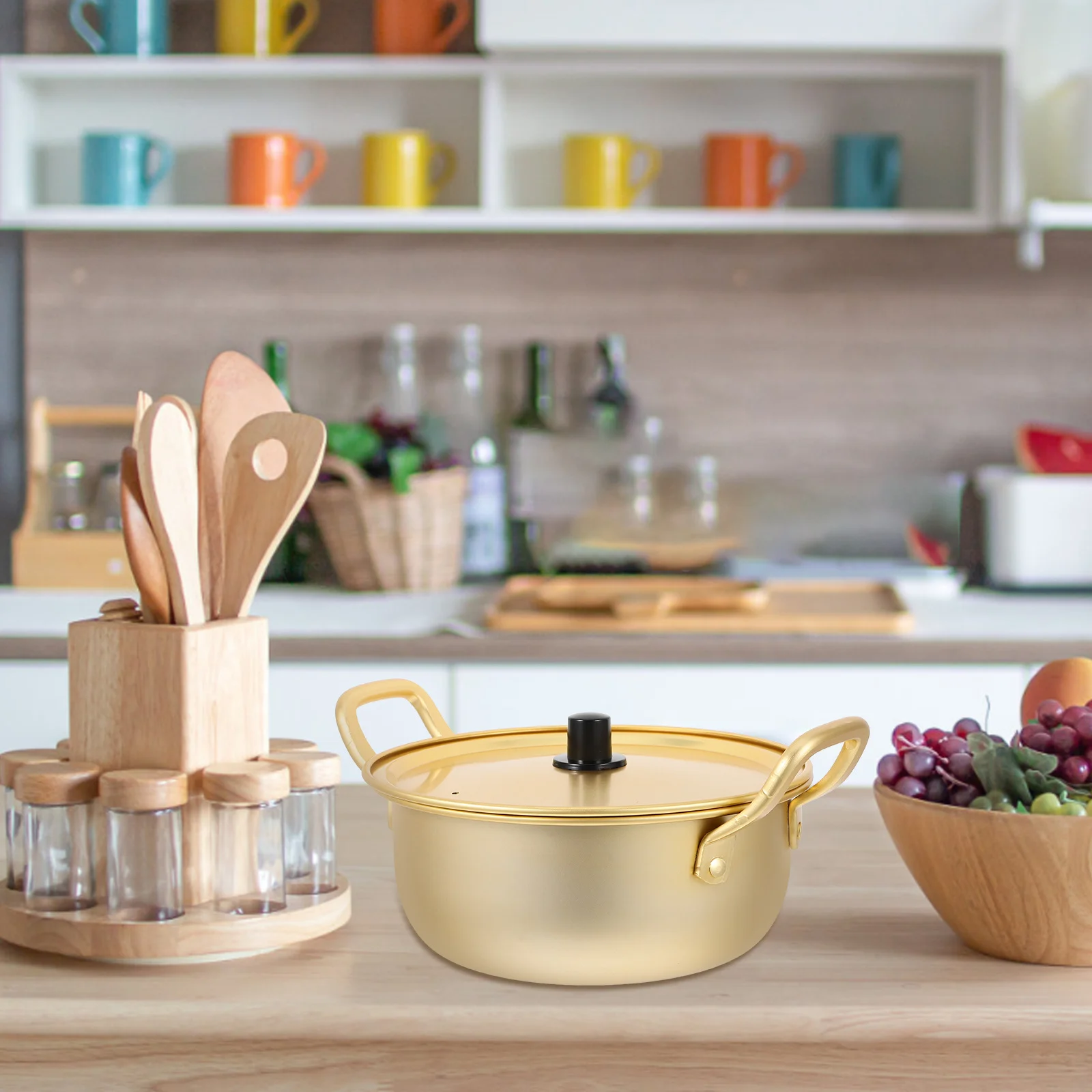 

Ramen Noodle Pot Aluminum Double Handle Small Cooking Pot With Lid For Instant Noodles Soup Eggs Quick Heating Kitchen