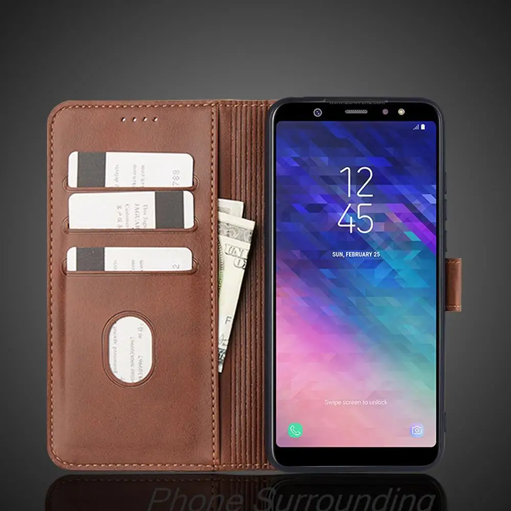 A6 2018 Case Wallet Flip Cover Leather Case for Samsung Galaxy A6 + 2018 Pu Leather Phone Bags protective Holster Fundas Coque