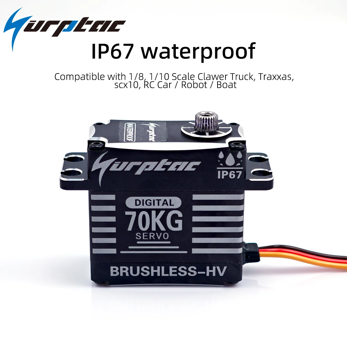 Surptac 70KG High  Voltag Waterproof Digital Brushless Servo  Metal Gear Steering RC Servo For 1/8 1/10 Traxxas Scx10 RC Car