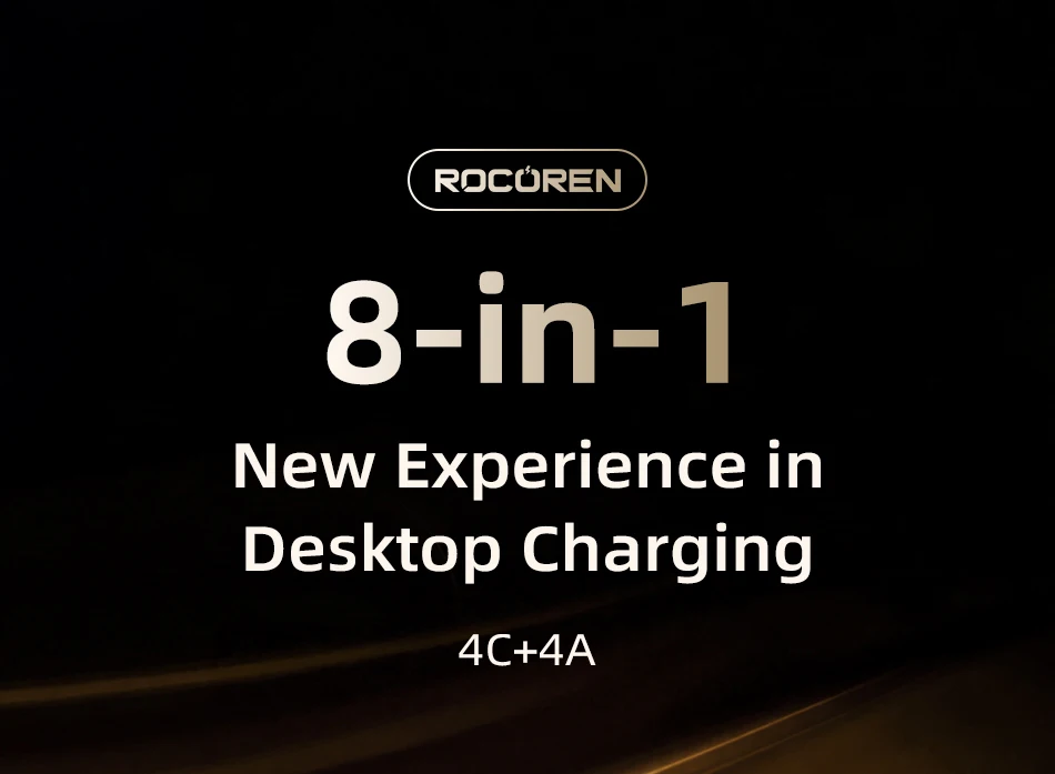 Rocoren 200W GaN-Ladegerät 8-in-1 Desktop-Schnellladegerät für iPhone 18 17 Pro Max Samsung USB Typ-C Ladegerät Tragbare Powerstation – Detail 1