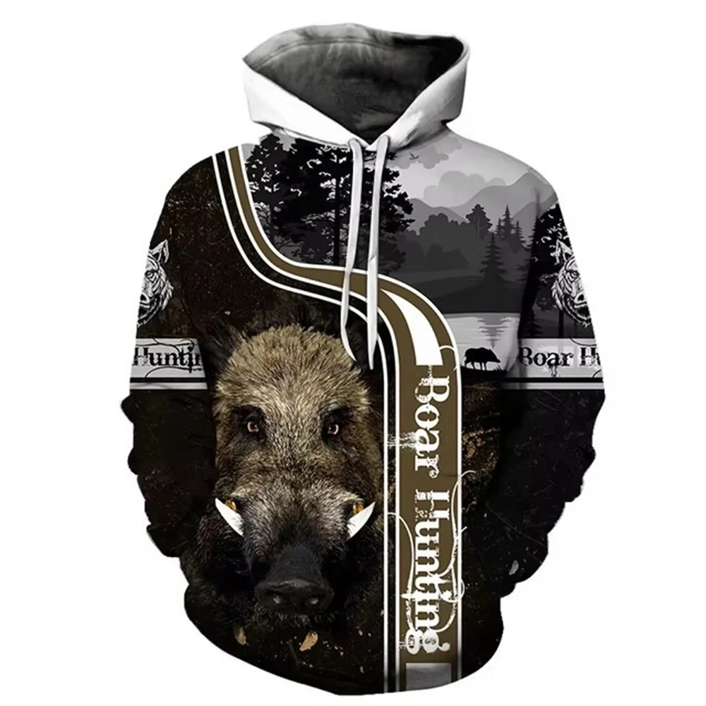 Wild Boar Hunting Orange Camouflage Men's 3D Printed Hoodie Fashion Casual Pullover Unisex Streetwear Sports Tops