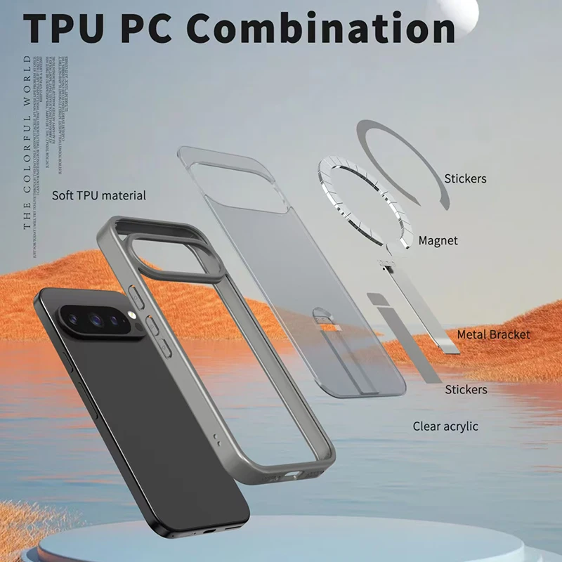 Car Mounted Magnetic Metal Invisible Bracket Phone Case For Magsafe For Google 10Pro XL 9A Lens Back Cover Protection Function - view 5