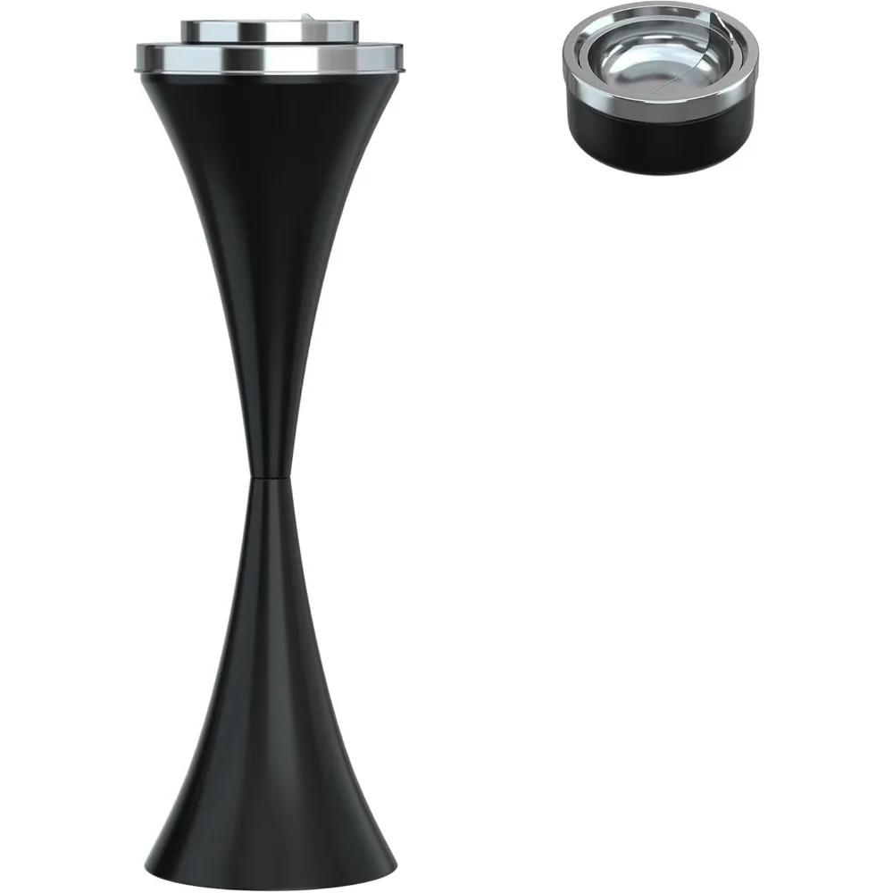 

Freestanding Stainless Steel Ashtray with Detachable Cigar Holder Weighted Base Outdoor Self Cleaning Butt Disposal