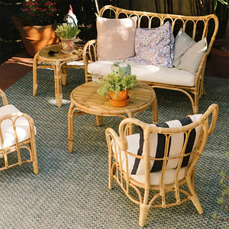 

Simple Nordic rattan sofa table and chair single living room balcony rattan chair B & B hotel double rattan coffee table sofa