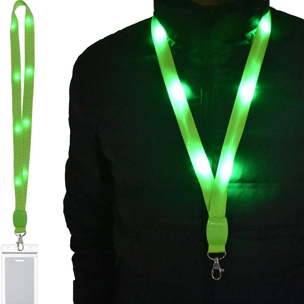 Flashing Lanyards Card Holder Led Light Up Neck Strap Cruise Lanyards Keychain