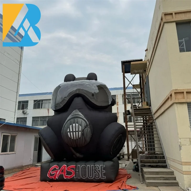 Customised Inflatable Advertising Giant Black Gas Mask Replica for Decor Rent Event Toy