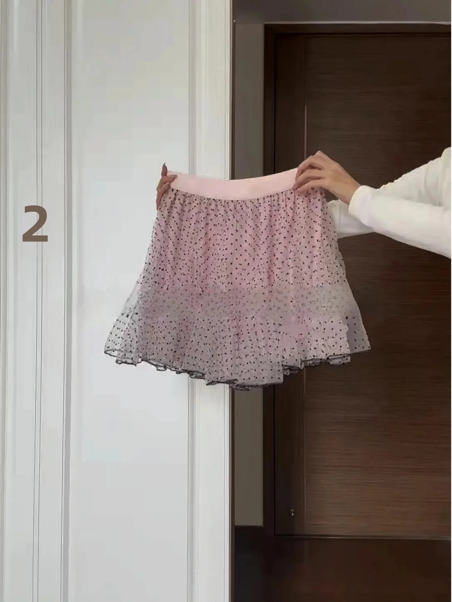 plus Size Polka Dot A-Line  Skirt High Waist Pink Design Sweetness Spring Summer Women's Skirts Breathable Comfortable