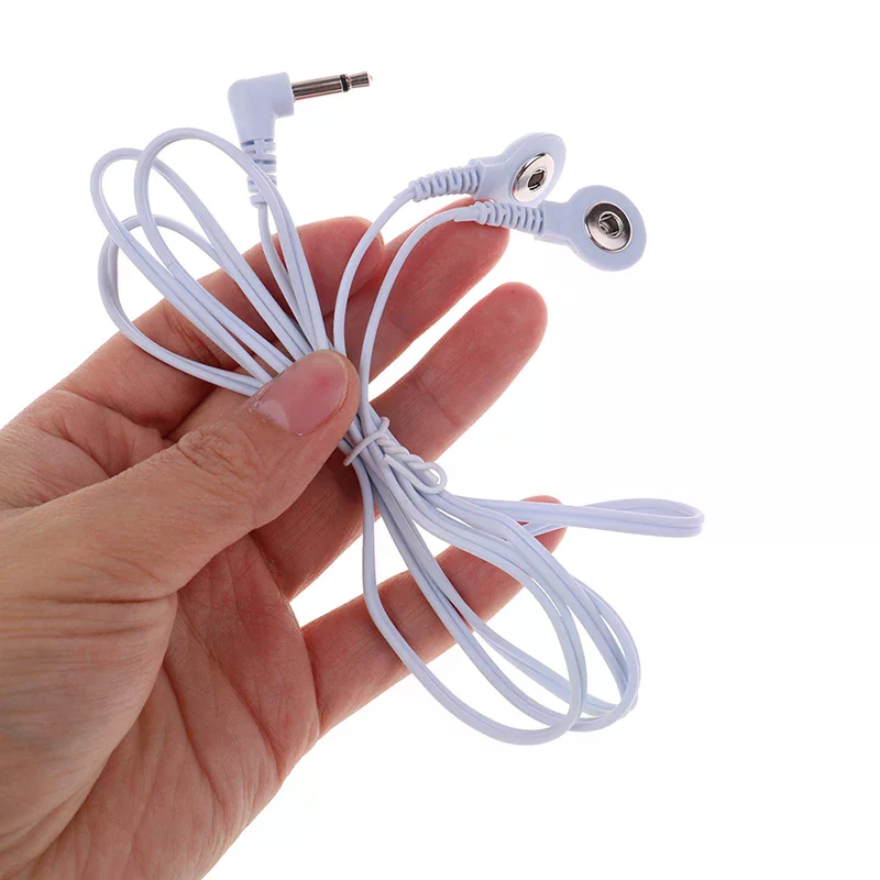 2Buttons Electrotherapy Electrode Lead Electric Shock Wires Cable For Tens Massager Connection Cable Massage Relaxation