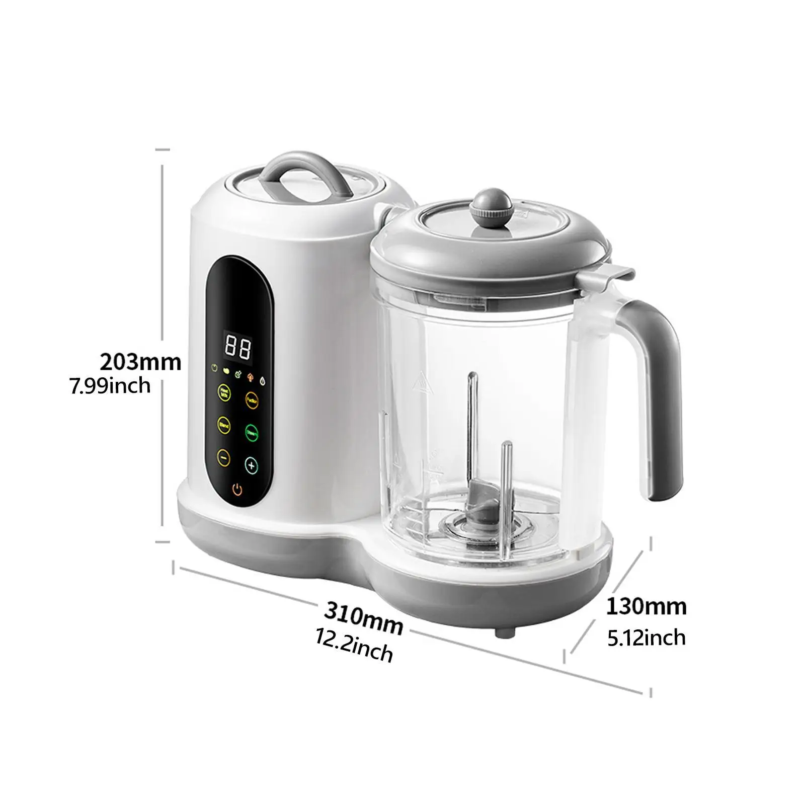 Baby Food Steamer Touch Screen Control Puree Machine Blending Multifunctional Cooking with Digital Timer for Home Picnic Kitchen