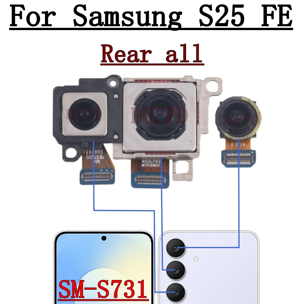 Front Rear Camera For Samsung Galaxy S25 FE S25FE SM-S731B Frontal Selfie Wide Back Facing Main Camera Module Spare