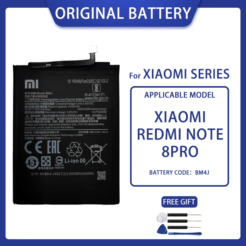 New Original BM4J Battery For Xiaomi Redmi Note 8 Pro Note8 Pro BM4J Replacement Phone Battery 4030mAh + Free Tools