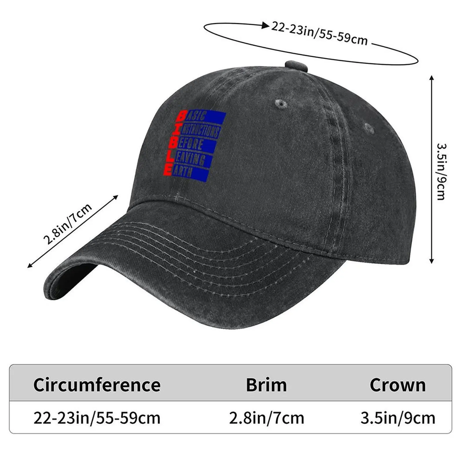 BIBLE Instrucciones básicas antes de dejar de la tierra gorra de béisbol lindo nuevo en sombrero sombrero de papá gorra de marinero para hombres hombre mujer
