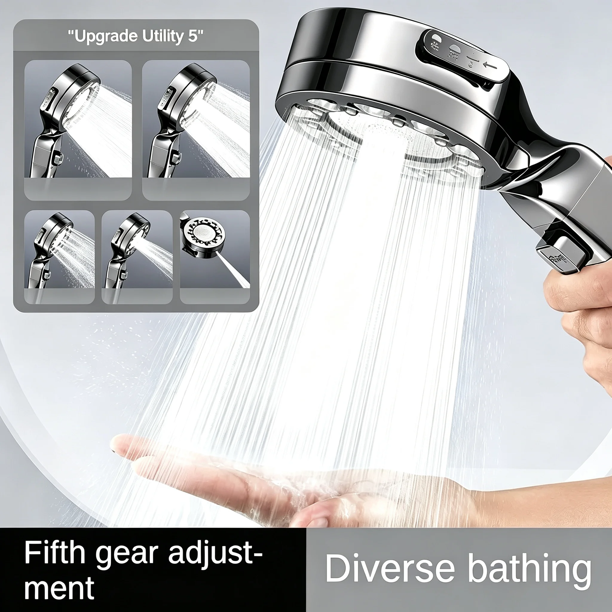 

1 pc high-pressure shower head with multiple adjustable modes, high-end bathroom shower accessories, one click nozzle