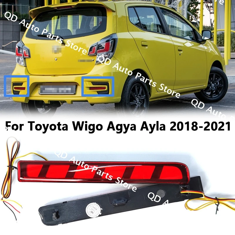

For Toyota Wigo Agya Ayla 2018 - 2021 Car Bumper Brake Light Fog Lamps Brake Reflector Left and Right 2PCS LED Rear Bumper Light