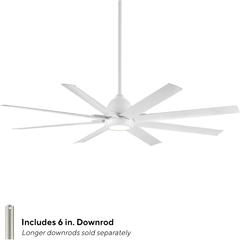 WAC Smart Fans Mocha XL Indoor and Outdoor 8-Blade Smart Home Ceiling Fan 66in Matte White with 3000K LED Light Kit