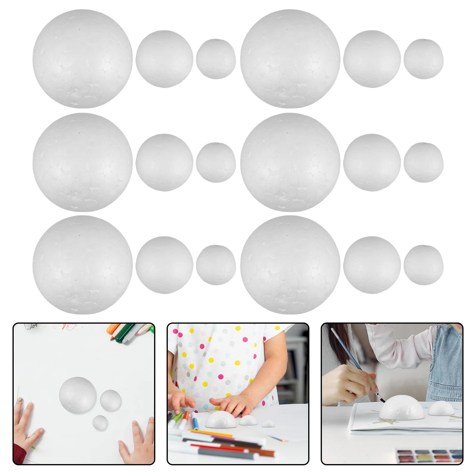 

300Pcs Hemispherical Foam Balls Polystyrene Craft for Kids Easy to Paint Unfinished Ornaments Polystyrene Half Balls