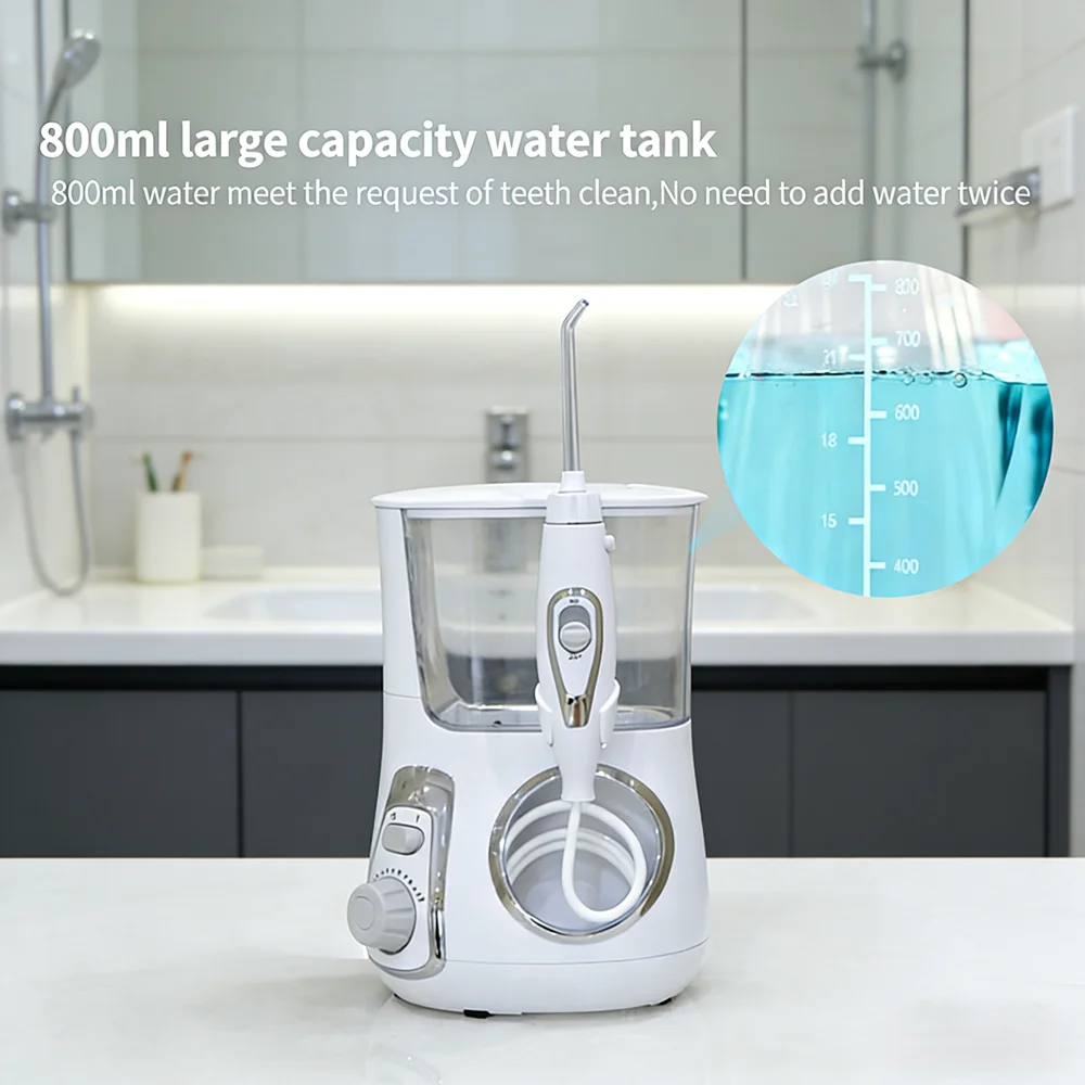Advanced Desktop Oral Irrigator Water Flosser Electric 5 Nozzles 10 Modes 800ML Tank Fight Bad Breath Cavities