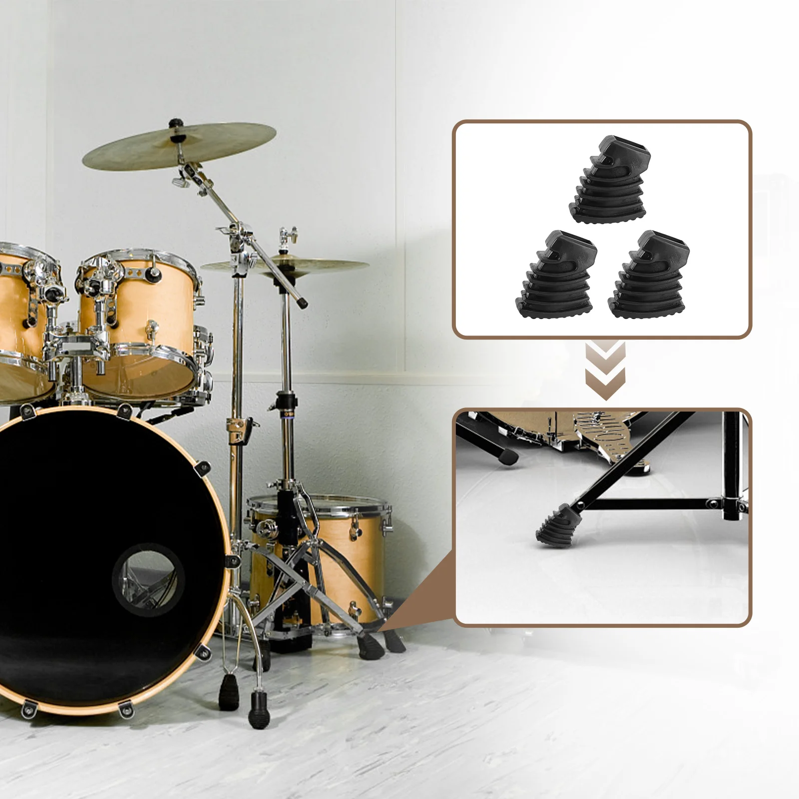 3 PCS Drum Feet Accessories Drum Percussion Accessories Drum Kit Pearl Feet Cymbal Stand Feet Rubber Feet Pads