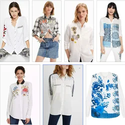 Foreign trade original single Spanish new printed hand-painted long-sleeved lapel shirt