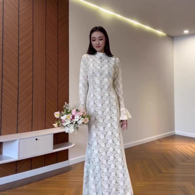 

2025New Autumn Style Elegant and Graceful Long Sleeve Slim Dress