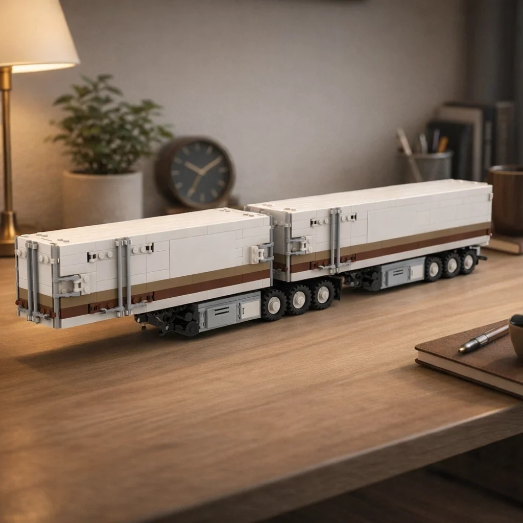 

MOC Double Section Dry Van Trailer Building Blocks Logistics Transport Cargo Truck Model Bricks DIY Assembly Toy for Adults Fans