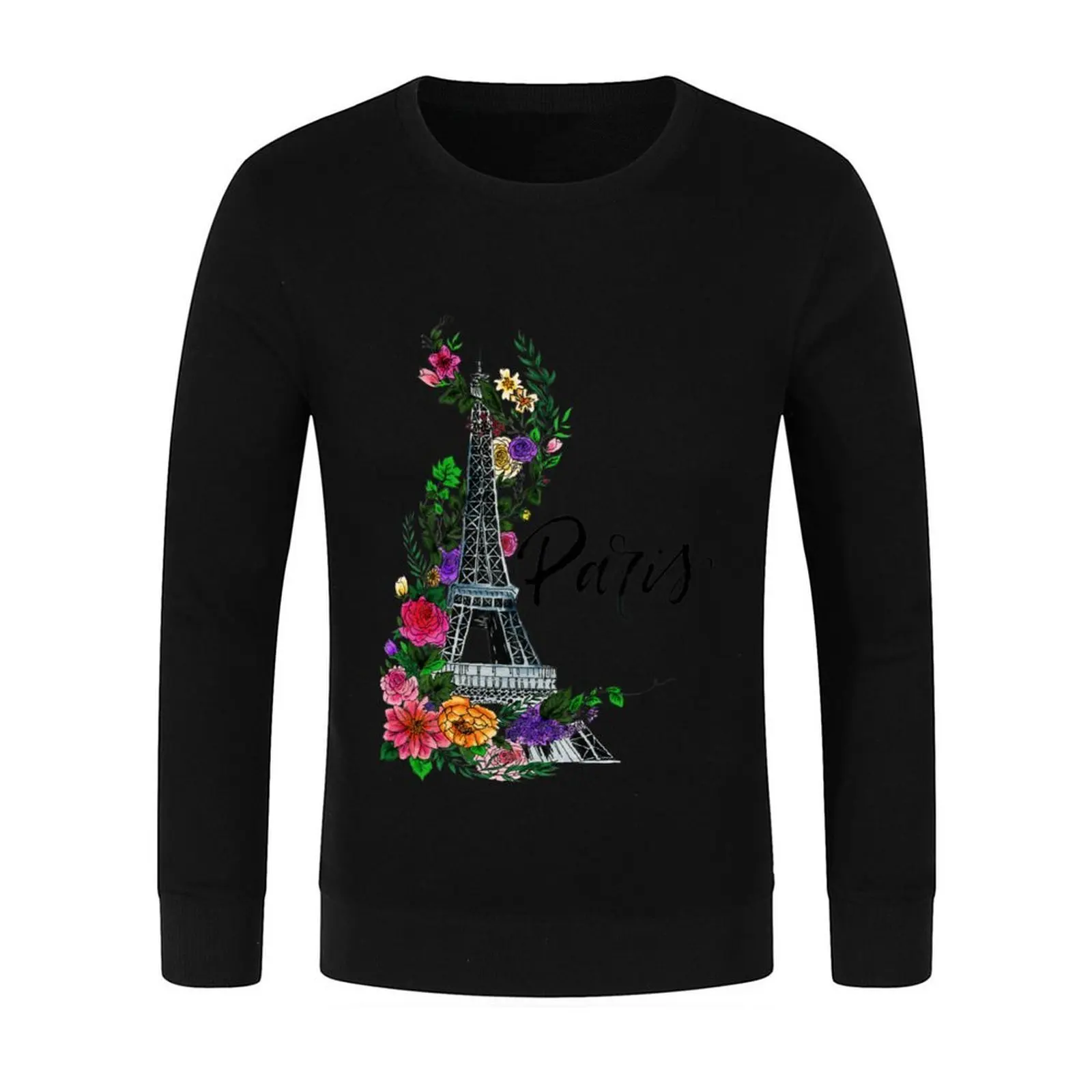 بلوفر برج ايفل مزين بالزهور معطف رجالي ملابس رياضية ملابس كورية بلوزات للرجال #2