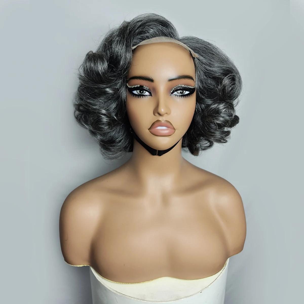 350% Bouncy Wave Gray Color 4x4 HD Lace Closure Human Hair Wigs High Density Wear and Go Bouncy Curly Glueless Wigs For Women