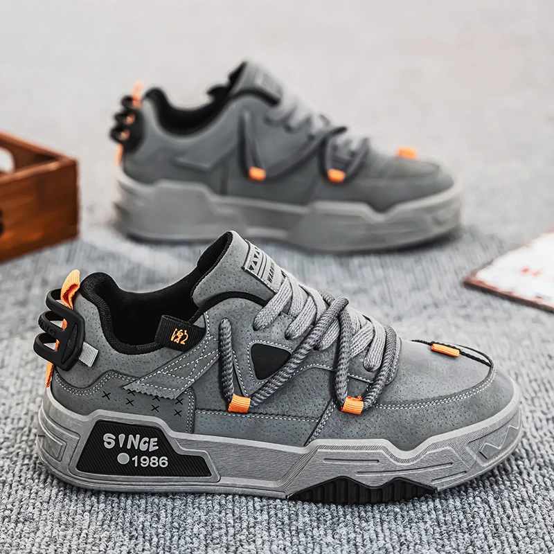 Men's Fashion Low-Top Thick Sole Heightening Sneakers Comfortable Non-Slip Casual Walking Hiking Outdoor Sport Work Shoes - view 2