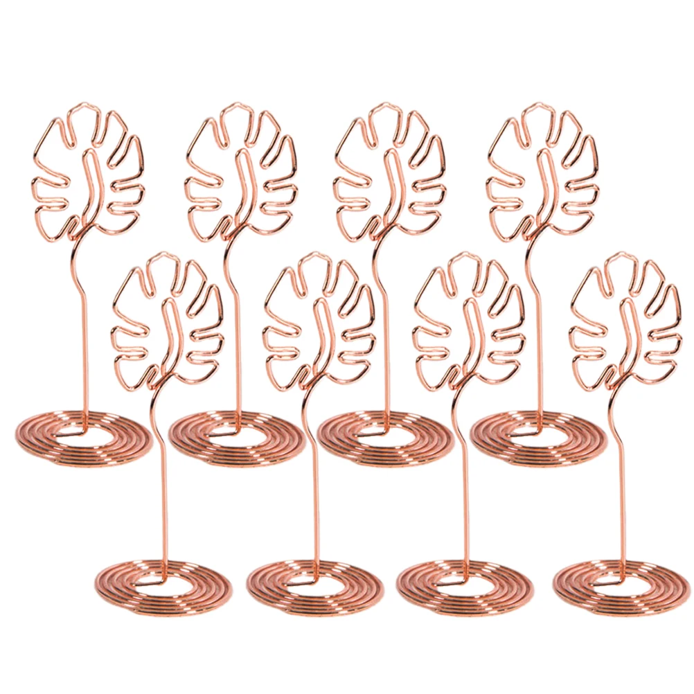 

8pcs Holder Monstera Table Number Holders Shape Memo Holder Metal Stand Sturdy Table Number Memo Wire Accessories