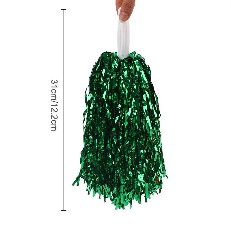 Cheerleading Pom Poms With Shiny Metallic Foil And Plastic Handle For Sports Events Cheer Shows Parties