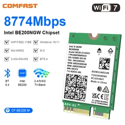 WiFi 7 Intel BE200 Network Card Bluetooth 5.4 Tri Band 2G/5G/6GHz 8774Mbps BE200NGW Intel AX210NGW M.2 NGFF Wlan WiFi 7 Adapte