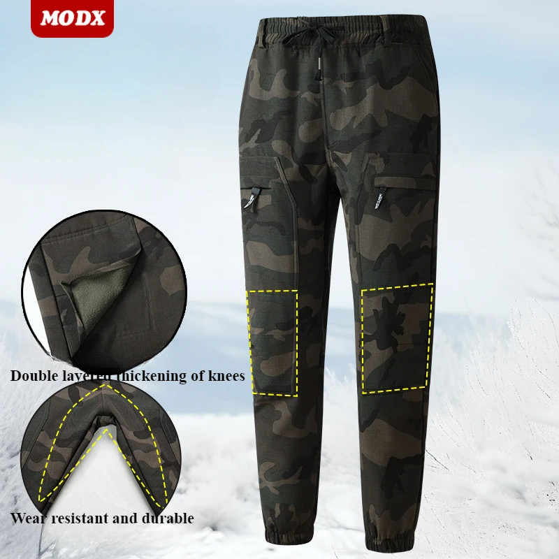 Winter Thick Cotton Coat Men Camouflage Jacket Cold Prevention Warmth Work Clothes with Plush Pant Labor Protection Coverall