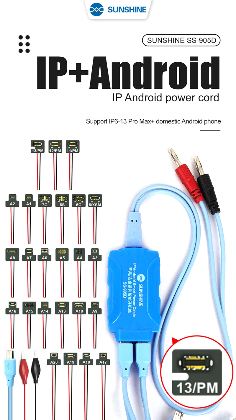 SUNSHINE Smart Phone Power Boot Cable For Huawei Samsung iPhone 6-14 Mobile Phone Repair Power Supply Test Cable Countrol Line