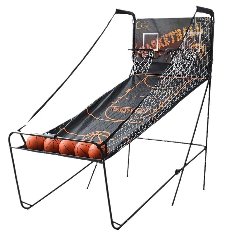 Indoor Double Basketball Machine with Automatic Electronic Scorer Adult Children Game Folding Shooting Ball Rack