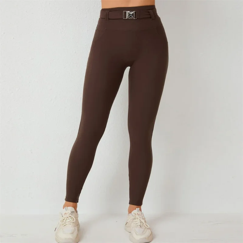 سراويل اليوغا النسائية عالية الخصر حزام قابل للتعديل تنفس تمتد مريحة اللياقة البدنية الرياضة أكتيفيوير بلون 2025 جديد
