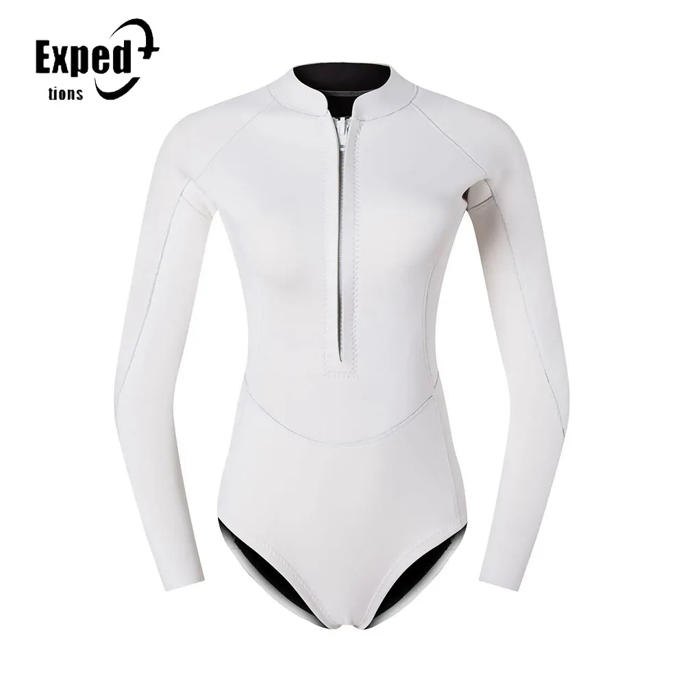 

2MM Women Long Sleeved Swimsuit Sun-proof Wear-resistant Diving Suit Outdoor Beach Surfing Snorkeling Swimwear Female Bikini