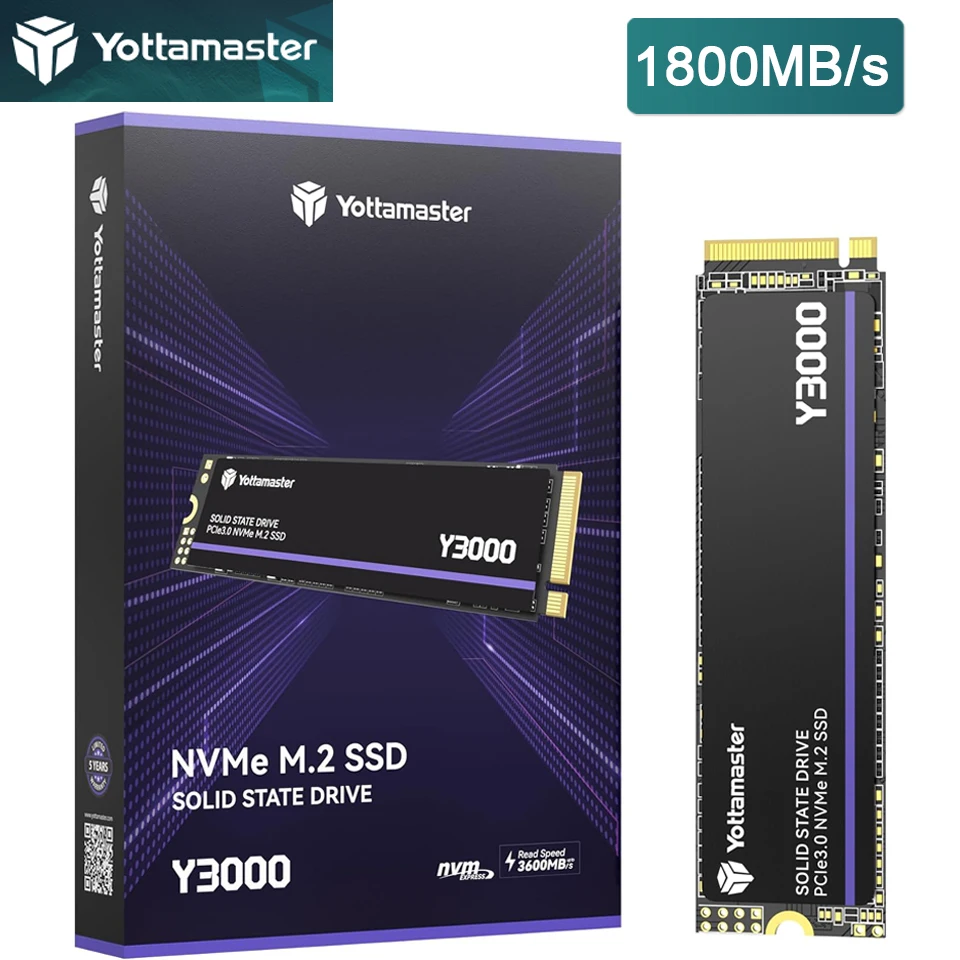 

Yottamaster Y3000 256GB 1TB SSD M.2 2280 NVMe Internal Solid State Drive PCIe 3.0 Up to 1800MB/s for PC Computer Laptop Gaming