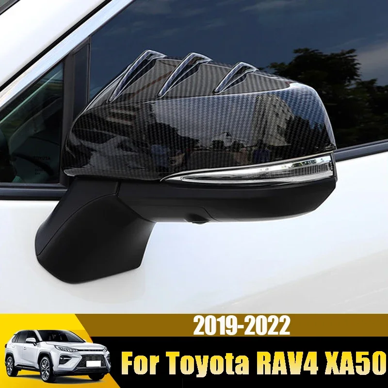 For Toyota RAV4 2019 2020 2021 2022 2023 2024 RAV 4 XA50 Carbon Car Mirror Cover Trim Sticker Side Rearview Shell Accessories