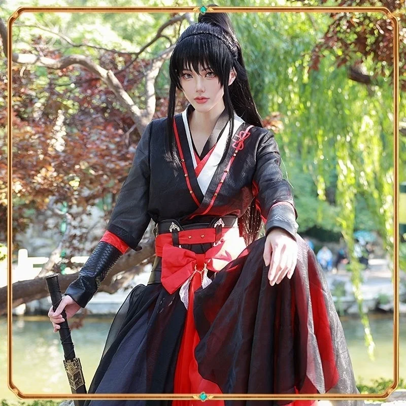 

Anime Ashes of the kingdom A Chan Cosplay Costume Female Version Ancient Hanfu Dress Wig Shoes Prop For Adult Halloween Party