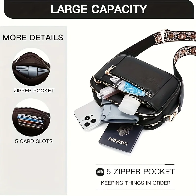 حقيبة كروس نسائية مربعة أنيقة من البولي يوريثان حقيبة كتف كاجوال مع 4 فتحات للبطاقات مثالية للسفر والتسوق أفضل هدية للأصدقاء #5