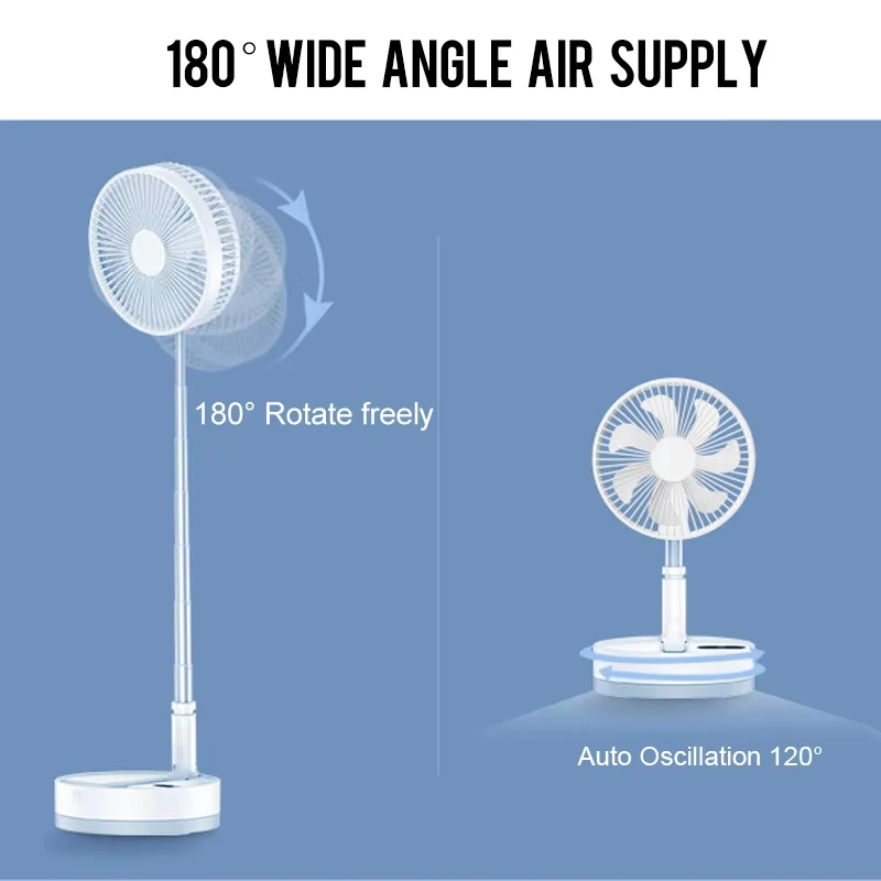 P10 10800mAh Folding Portable Fan USB Remote Control Air Cooler Silent Rechargeable Wireless Floor Standing Fan for Camping Desk image 4
