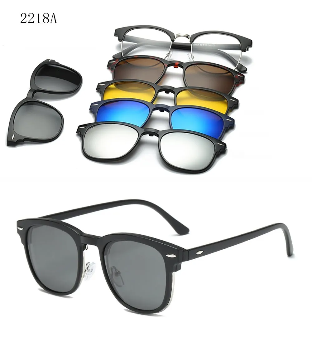 6 In 1 Changed Lens 5 Lenes Magnet Sunglasses Mirrored Sunglasses Glasses Men Polarization Custom Prescription