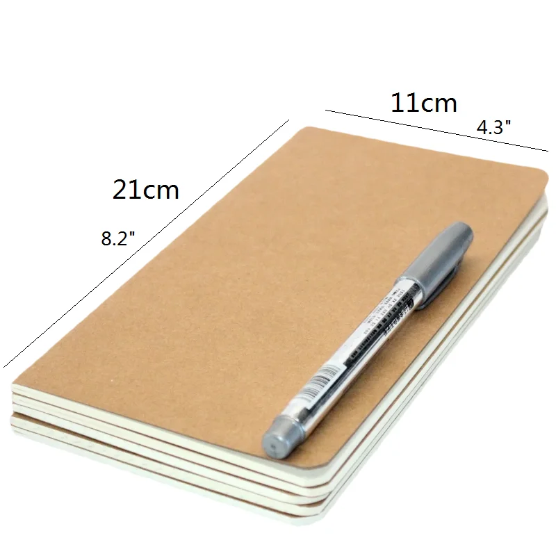 5 Pcs Plain Kraft Dot Grid Paper Notebook Sketchbook Cahier Note Pad Memo Book Size 11 x 21cm - 25 Sheets