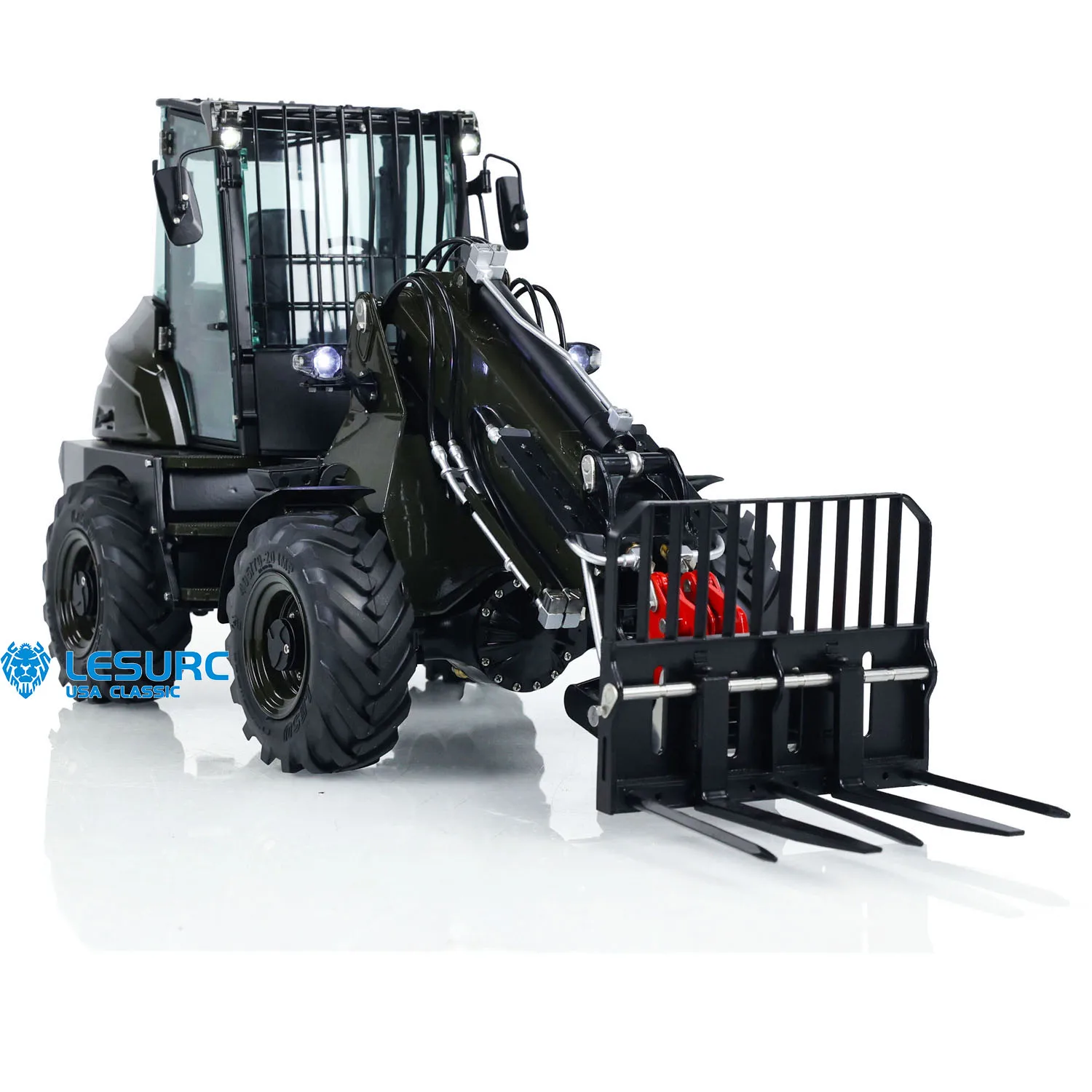 LESU 1/14 AT1050 RC Hydraulic Fork Truck Painted Telescopic Arm Loader Assembled Painted Sound Light System Car Model Toy Gift