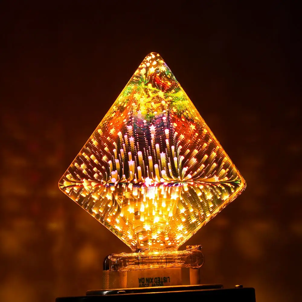 Supporto E27 da 3 W Decorazione domestica Connettore a vite Lampada da festa in vetro Lampadina Edison 3D